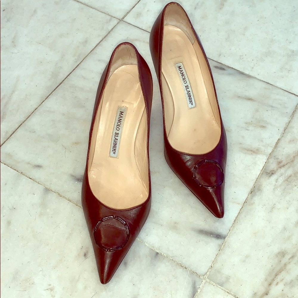 Manolo Blahnik Brown Leather Heels